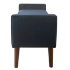 Banc de rangement en velours bleu foncé – Style Mid-Century, 1 place