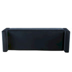Banc de rangement en velours bleu foncé – Style Mid-Century, 1 place