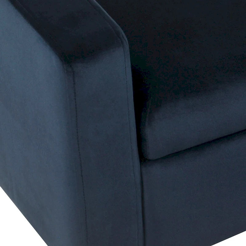 Banc de rangement en velours bleu foncé – Style Mid-Century, 1 place