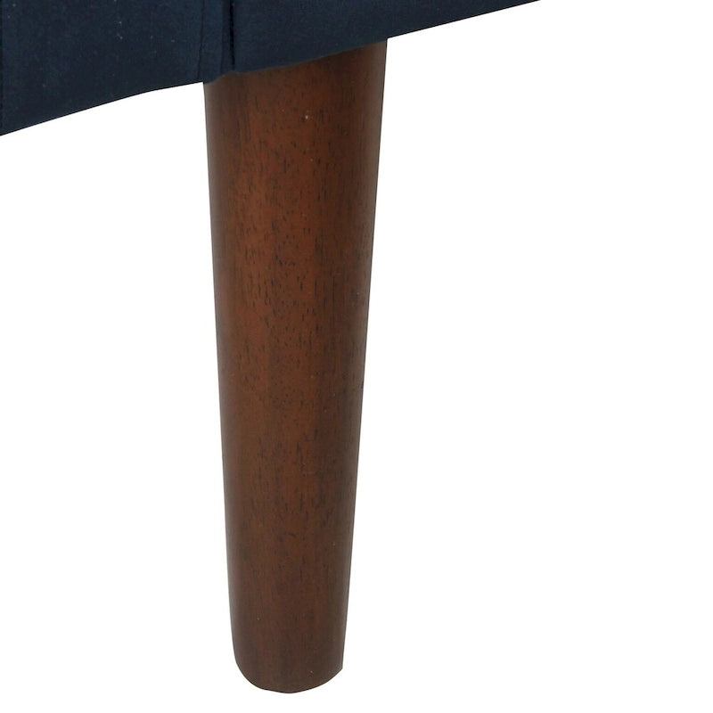 Banc de rangement en velours bleu foncé – Style Mid-Century, 1 place