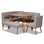 Ensemble de coin repas 5 pièces en tissu gris
