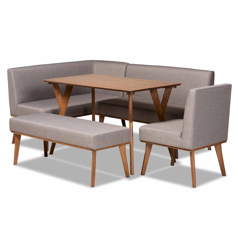 Ensemble de coin repas 5 pièces en tissu gris