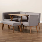 Ensemble de coin repas 5 pièces en tissu gris