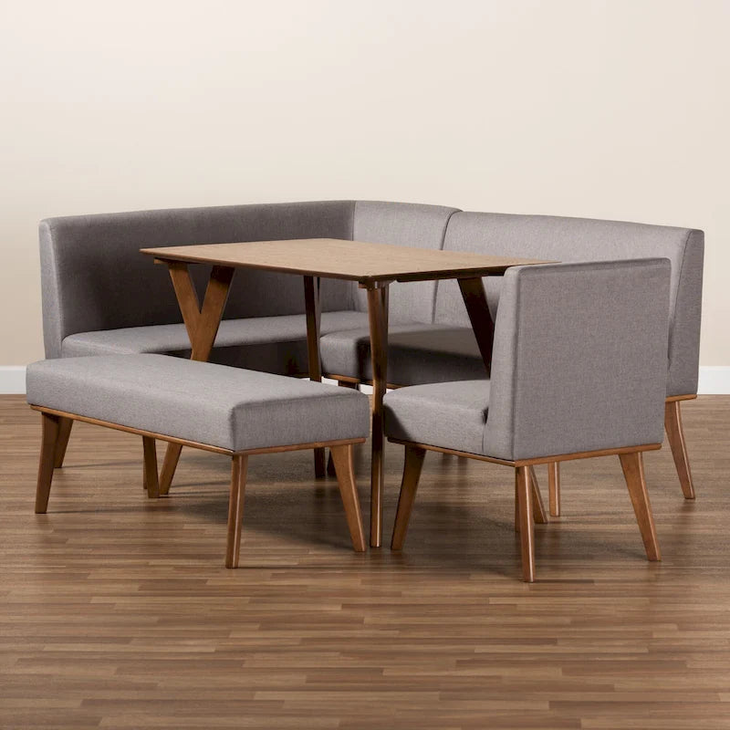 Ensemble de coin repas 5 pièces en tissu gris