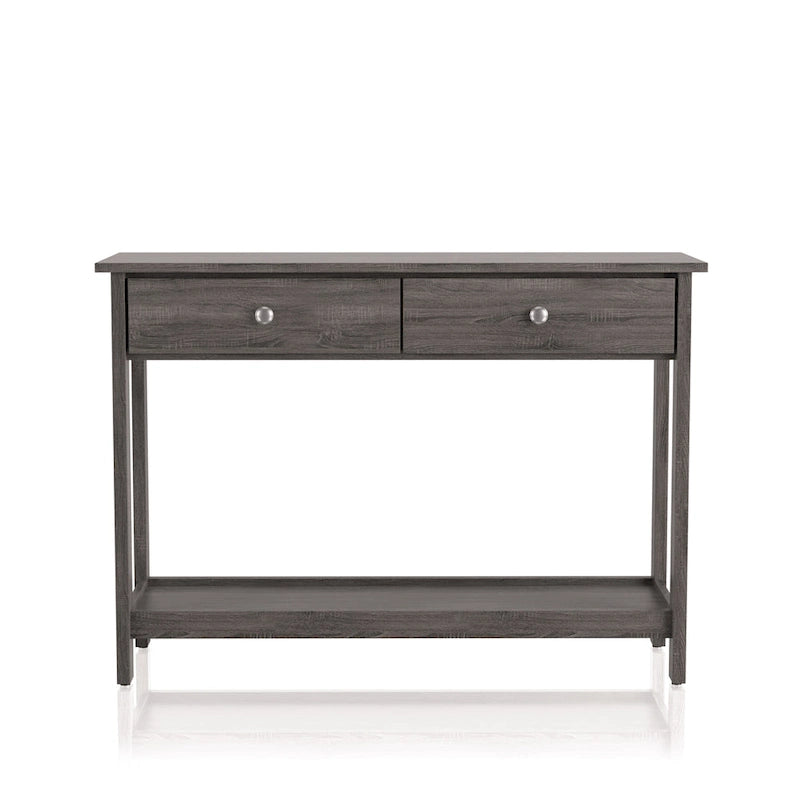 Console rustique grise à 2 tiroirs pour canapé