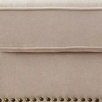 Canapé d'angle en U beige, capitonné, 6 places