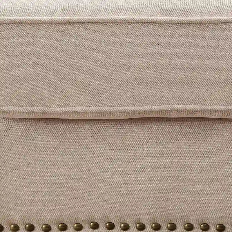 Canapé d'angle en U beige, capitonné, 6 places