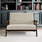Causeuse en lin moderne du milieu du siècle, 2 places – Gris chaud / Gris foncé / Gris clair / Rouge / Gris anthracite