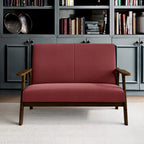 Causeuse en lin moderne du milieu du siècle, 2 places – Gris chaud / Gris foncé / Gris clair / Rouge / Gris anthracite