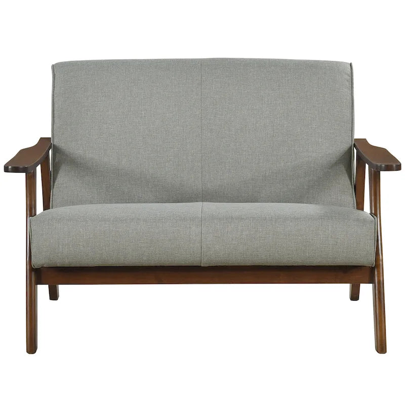Causeuse en lin moderne du milieu du siècle, 2 places – Gris chaud / Gris foncé / Gris clair / Rouge / Gris anthracite