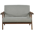 Causeuse en lin moderne du milieu du siècle, 2 places – Gris chaud / Gris foncé / Gris clair / Rouge / Gris anthracite