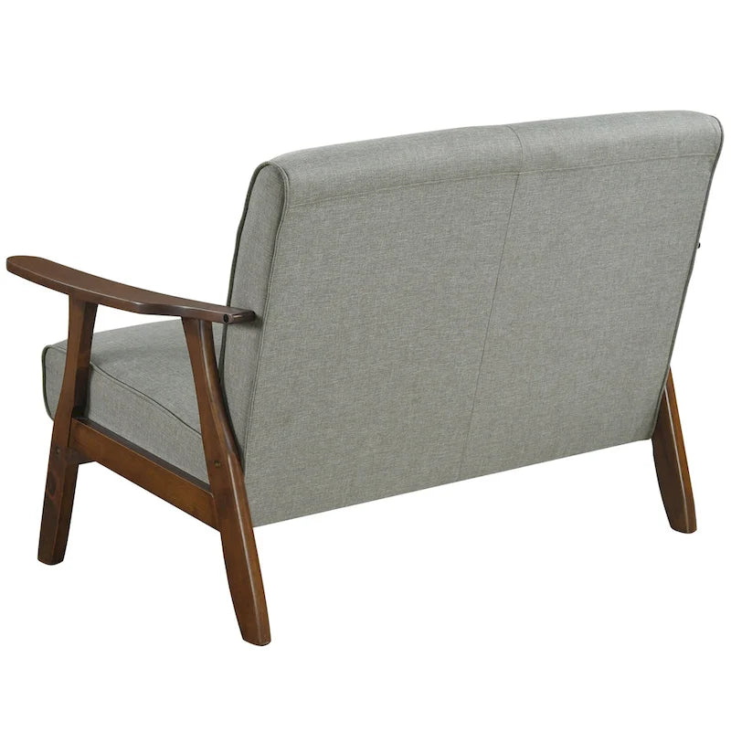 Causeuse en lin moderne du milieu du siècle, 2 places – Gris chaud / Gris foncé / Gris clair / Rouge / Gris anthracite