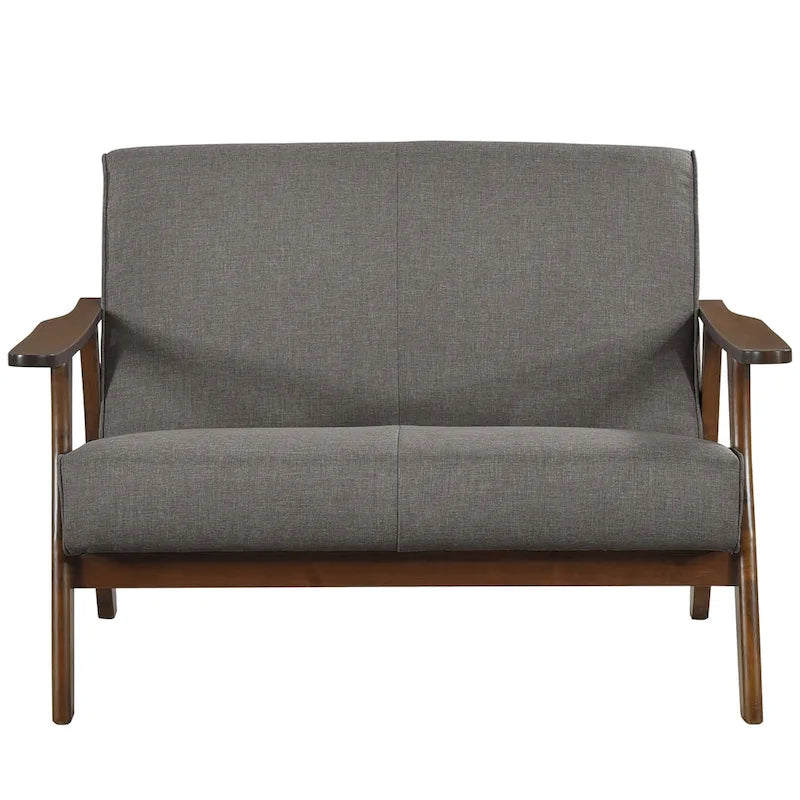 Causeuse en lin moderne du milieu du siècle, 2 places – Gris chaud / Gris foncé / Gris clair / Rouge / Gris anthracite