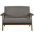 Causeuse en lin moderne du milieu du siècle, 2 places – Gris chaud / Gris foncé / Gris clair / Rouge / Gris anthracite