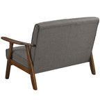 Causeuse en lin moderne du milieu du siècle, 2 places – Gris chaud / Gris foncé / Gris clair / Rouge / Gris anthracite