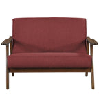 Causeuse en lin moderne du milieu du siècle, 2 places – Gris chaud / Gris foncé / Gris clair / Rouge / Gris anthracite