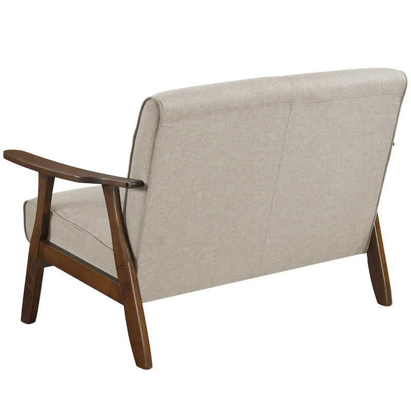 Causeuse en lin moderne du milieu du siècle, 2 places – Gris chaud / Gris foncé / Gris clair / Rouge / Gris anthracite