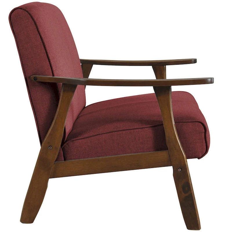 Causeuse en lin moderne du milieu du siècle, 2 places – Gris chaud / Gris foncé / Gris clair / Rouge / Gris anthracite