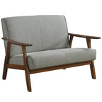 Causeuse en lin moderne du milieu du siècle, 2 places – Gris chaud / Gris foncé / Gris clair / Rouge / Gris anthracite