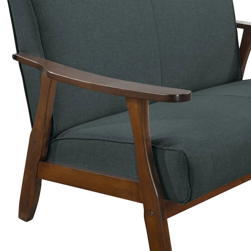Causeuse en lin moderne du milieu du siècle, 2 places – Gris chaud / Gris foncé / Gris clair / Rouge / Gris anthracite