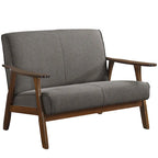 Causeuse en lin moderne du milieu du siècle, 2 places – Gris chaud / Gris foncé / Gris clair / Rouge / Gris anthracite