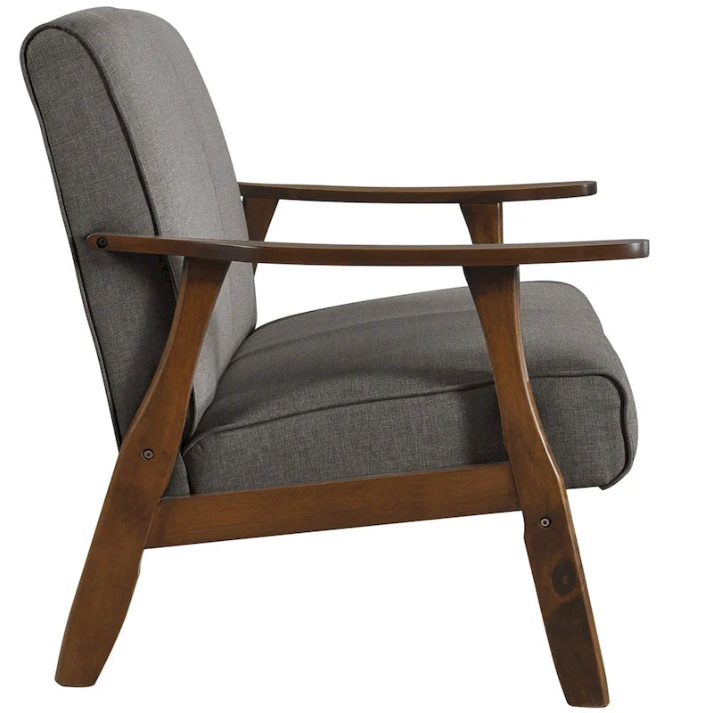 Causeuse en lin moderne du milieu du siècle, 2 places – Gris chaud / Gris foncé / Gris clair / Rouge / Gris anthracite