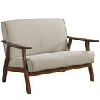 Causeuse en lin moderne du milieu du siècle, 2 places – Gris chaud / Gris foncé / Gris clair / Rouge / Gris anthracite