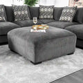 Pouf de cocktail en chenille gris/beige – 2 places