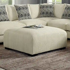 Pouf de cocktail en chenille gris/beige – 2 places
