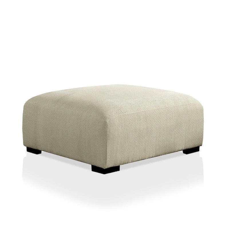 Pouf de cocktail en chenille gris/beige – 2 places