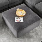 Pouf de cocktail en chenille gris/beige – 2 places