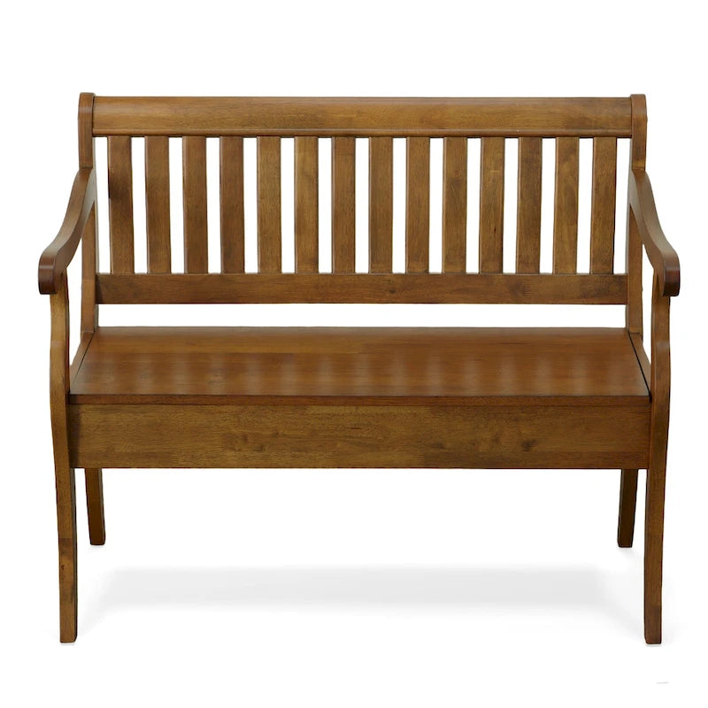 Banc de rangement à lattes 2 places Elm / Noir antique