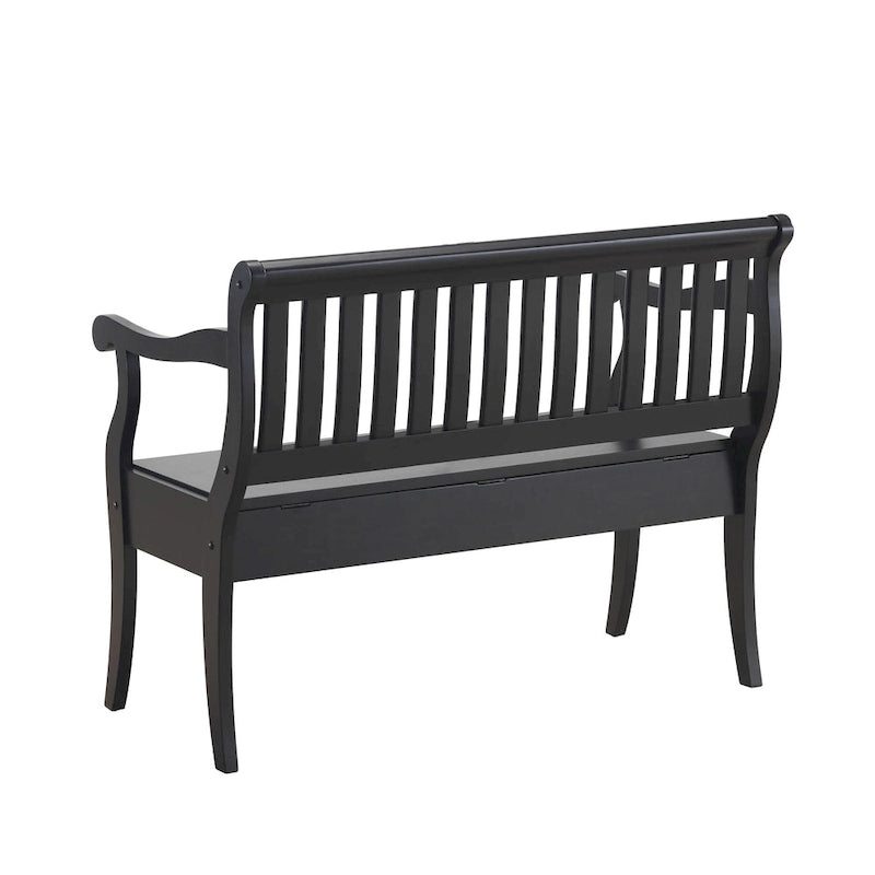Banc de rangement à lattes 2 places Elm / Noir antique