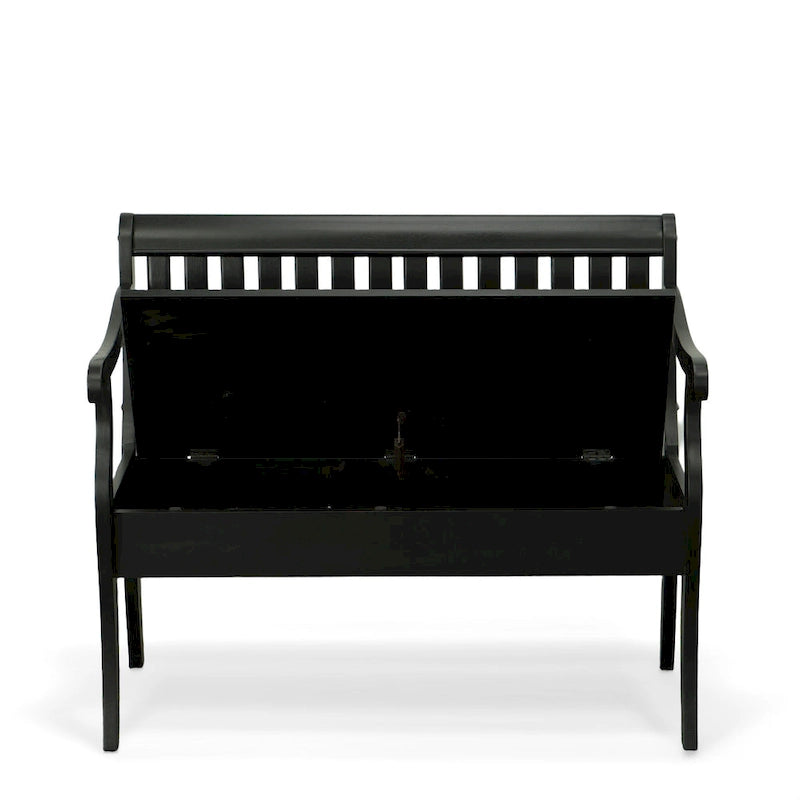 Banc de rangement à lattes 2 places Elm / Noir antique