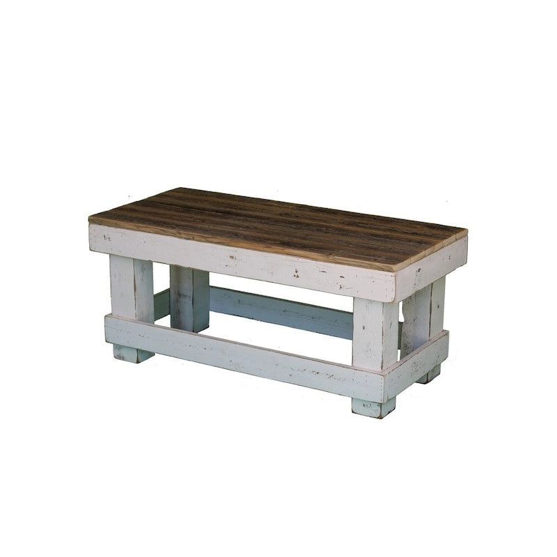 Table basse en bois de récupération vieilli blanc et bleu pour 1