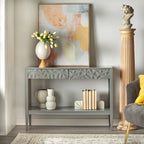 Console de table gris anthracite / blanc / bleu nuit avec tiroirs — Style contemporain, assemblage par 1 personne
