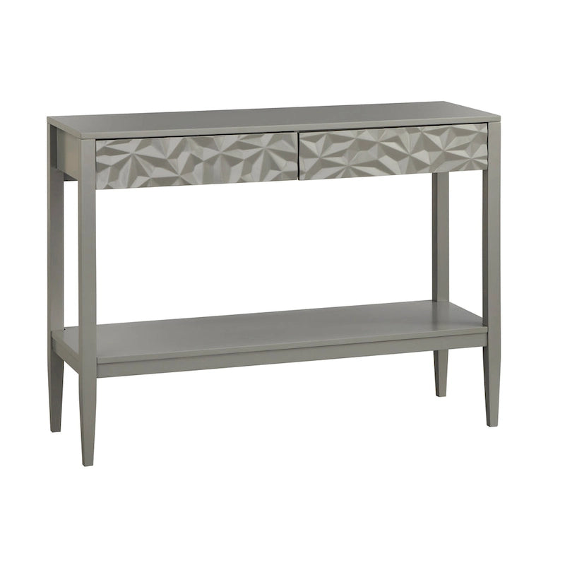 Console de table gris anthracite / blanc / bleu nuit avec tiroirs — Style contemporain, assemblage par 1 personne