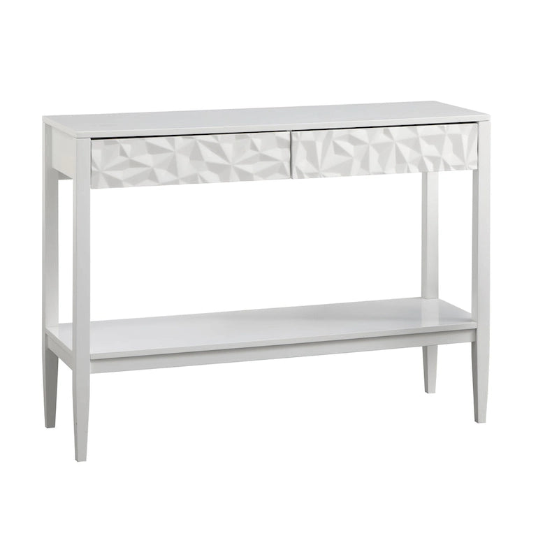 Console de table gris anthracite / blanc / bleu nuit avec tiroirs — Style contemporain, assemblage par 1 personne