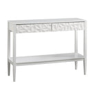 Console de table gris anthracite / blanc / bleu nuit avec tiroirs — Style contemporain, assemblage par 1 personne