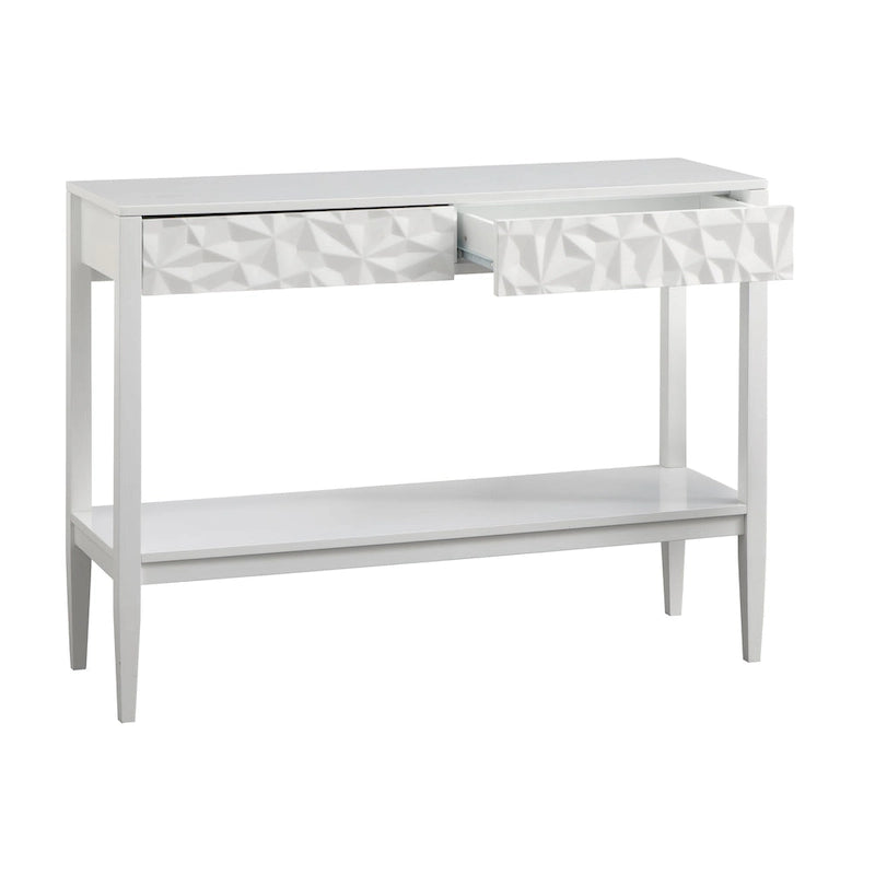 Console de table gris anthracite / blanc / bleu nuit avec tiroirs — Style contemporain, assemblage par 1 personne