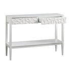 Console de table gris anthracite / blanc / bleu nuit avec tiroirs — Style contemporain, assemblage par 1 personne