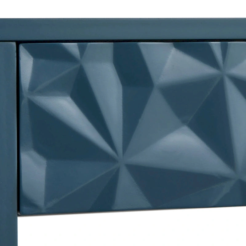 Console de table gris anthracite / blanc / bleu nuit avec tiroirs — Style contemporain, assemblage par 1 personne