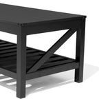 Table basse de style ferme avec étagère de rangement – Gris délavé / Noir / Blanc marron, 2 à 4 places
