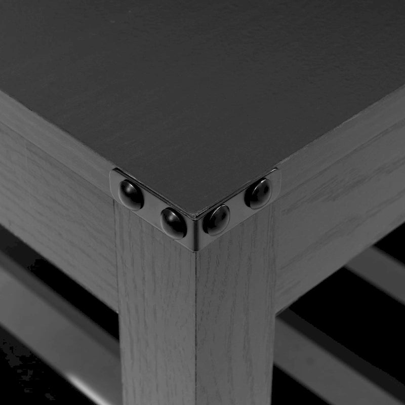 Table basse de style ferme avec étagère de rangement – Gris délavé / Noir / Blanc marron, 2 à 4 places