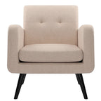 Fauteuil d'appoint capitonné – Beige / Bleu / Gris | Siège unique