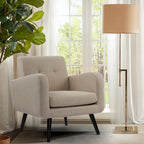 Fauteuil d'appoint capitonné – Beige / Bleu / Gris | Siège unique