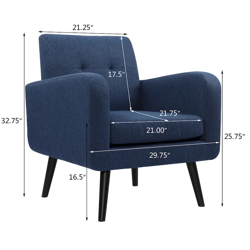 Fauteuil d'appoint capitonné – Beige / Bleu / Gris | Siège unique