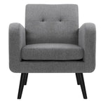 Fauteuil d'appoint capitonné – Beige / Bleu / Gris | Siège unique