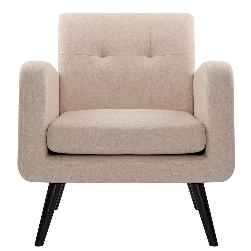 Fauteuil d'appoint capitonné – Beige / Bleu / Gris | Siège unique