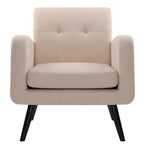 Fauteuil d'appoint capitonné – Beige / Bleu / Gris | Siège unique